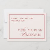 Deep Red Old Money Will You Be My Bridesmaid Card Einladung (Vorderseite)