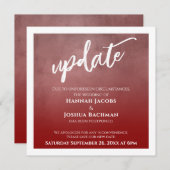 Deep Red Ombre - Hochzeitsupdate-Karte verschoben Einladung (Vorne/Hinten)