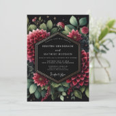 Deep Red Opulent Bloom Wedding Einladung (Stehend Vorderseite)