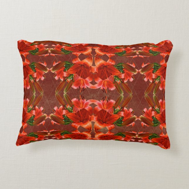 Deep Red Oriental Lily - Verbessert Dekokissen (Rückseite)
