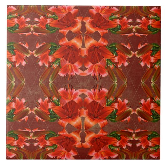 Deep Red Oriental Lily - Verbessert Fliese (Vorderseite)