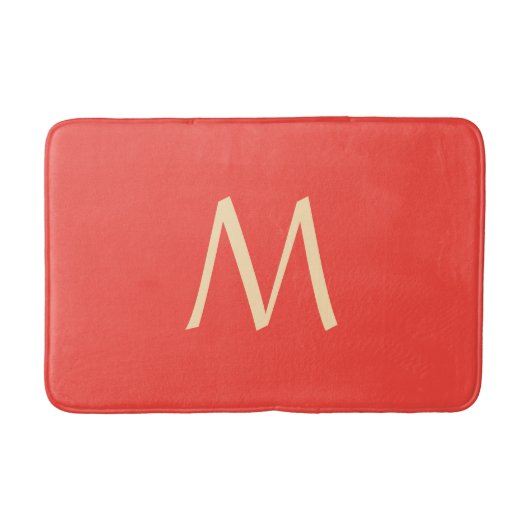 Deep Red Peach Yellow Monogram Badematte (Vorderseite)