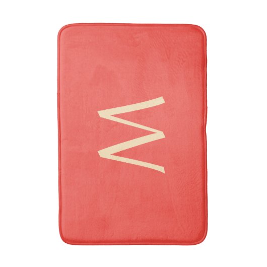 Deep Red Peach Yellow Monogram Badematte (Vorderseite Vertikal)