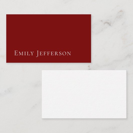 Deep Red Plain Elegant Professional Modern Begleitkarte (Vorne/Hinten)