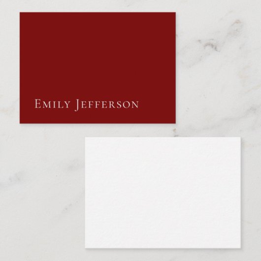 Deep Red Plain Elegant Professional Modern Begleitkarte (Vorne/Hinten)