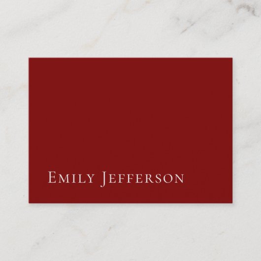 Deep Red Plain Elegant Professional Modern Begleitkarte (Vorderseite)