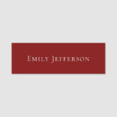 Deep Red Plain Elegant Professional Modern Namensschild (Vorderseite)