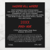 Deep red - provencale (Set von 8) Black Red Modern Weinetikett (Einzelnes Label)