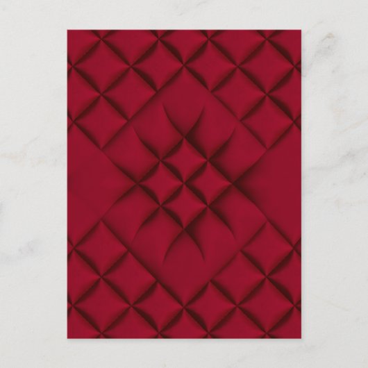 Deep Red Quilted Leather Pattern Postkarte (Vorderseite)