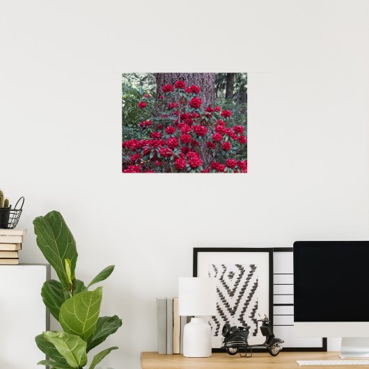 Deep Red Rhododendrons Floral Fotografy Poster (Heimbüro)