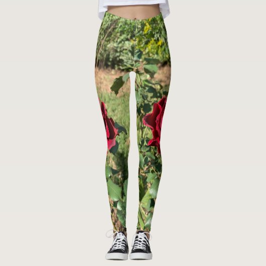 Deep red rose leggings (Vorderseite)