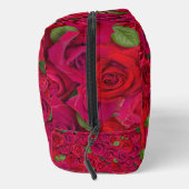 Deep Red Rose Pattern I Love You With Custom Name Waschbeutel (Rechts)