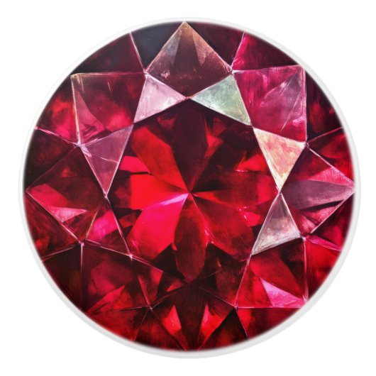 Deep Red Ruby Gem Muster Keramikknauf (Vorderseite)