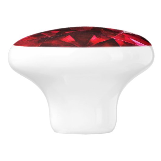 Deep Red Ruby Gem Muster Keramikknauf (Seitenansicht)