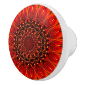 Deep Red Rudbeckia Floral Mandala Keramikknauf (Rechts)