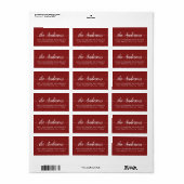 Deep Red Script Family Return Address Label Adressaufkleber (Vorne)