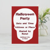 Deep Red Skull Cut Out Silhouette Einladung (Stehend Vorderseite)