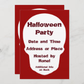 Deep Red Skull Cut Out Silhouette Einladung (Vorne/Hinten)