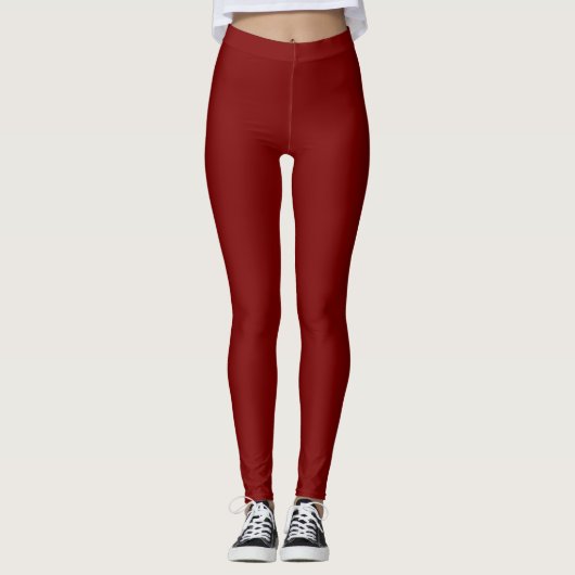 Deep Red Solid Color Leggings (Vorderseite)