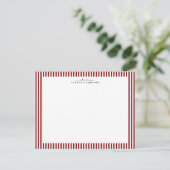 Deep Red Stripe Border Note Card Einladung (Stehend Vorderseite)