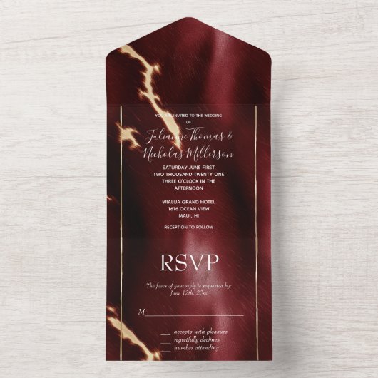 Deep Red Südwest Cowhide All In One Einladung (Innen Boden)