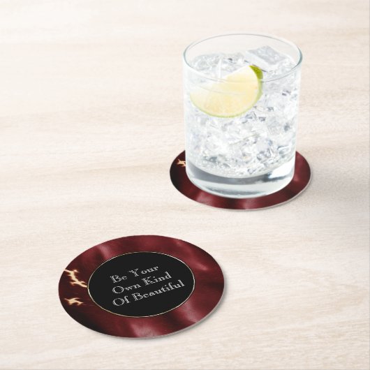 Deep Red Südwest Cowhide Runder Pappuntersetzer (Vor Ort)