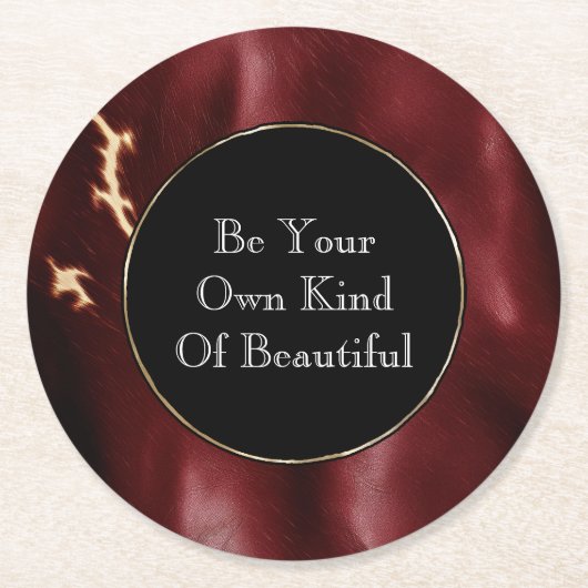 Deep Red Südwest Cowhide Runder Pappuntersetzer (Vorderseite)