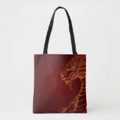 Deep Red Tote Tasche mit farbenfroher Drachenschri (Vorderseite)