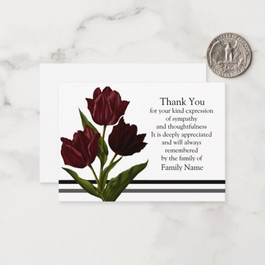 Deep Red Tulips Danke Karte (Vorderseite/Rückseite Beispiel)