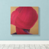 Deep Red Turban Lila Jacket Leinwanddruck (Insitu (Holzboden))