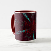 Deep Red Turquoise Frohe Weihnachten Kaleidoskop Tasse (Vorderseite Links)