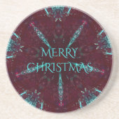 Deep Red Turquoise Frohe Weihnachten Kaleidoskop Untersetzer (Vorne)