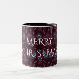 Deep Red Turquoise Frohe Weihnachten Kaleidoskop Zweifarbige Tasse