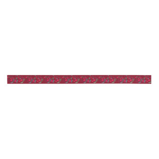 Deep Red Wassail Floral Ribbon Ripsband