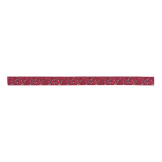 Deep Red Wassail Floral Ribbon Ripsband (Vorderseite)