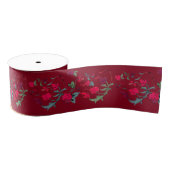 Deep Red Wassail Floral Ribbon Ripsband (Spule)