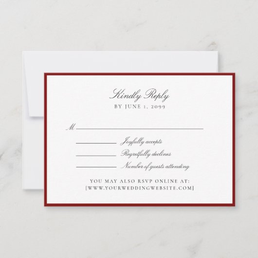 Deep Red Wedding Rsvp card (Vorderseite)