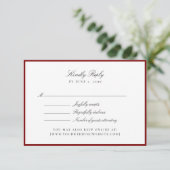 Deep Red Wedding Rsvp card Karte (Stehend Vorderseite)