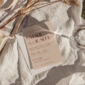 Deep Red Whimsical Modern QR Code Photo Wedding Einladung