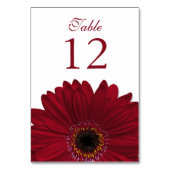 Deep Red White Gerbera Daisy Wedding Tischnummer (Rückseite)
