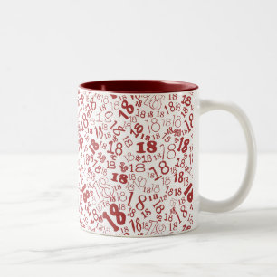 Deep Red White Numbers 18. Geburtstag Zweifarbige  Zweifarbige Tasse
