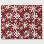 Deep Red Winter Wonderland Snowflake Muster Geschenkpapier (Flach)