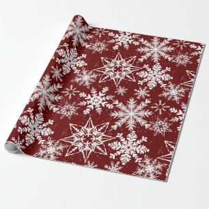 Deep Red Winter Wonderland Snowflake Muster Geschenkpapier