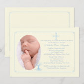 Deep Rooted Blue Baptism Foto Einladung (Vorne/Hinten)