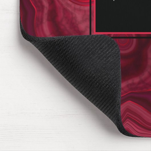 Deep Rose Abstrakt Agate Marbled Muster mit Name Mousepad (Ecke)