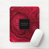 Deep Rose Abstrakt Agate Marbled Muster mit Name Mousepad (Mit Mouse)