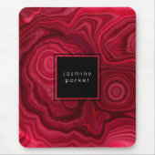 Deep Rose Abstrakt Agate Marbled Muster mit Name Mousepad (Vorne)
