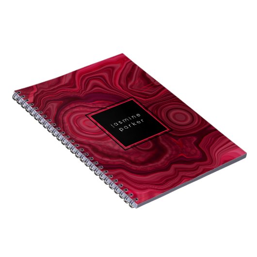 Deep Rose Abstrakt Agate Marbled Muster mit Name Notizblock (Rechte Seite)