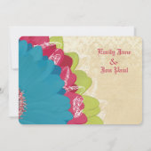 Deep Rose Aquamarin & Citrus Limon Gerber Wedite E Einladung (Rückseite)