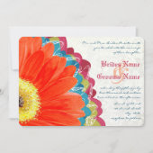 Deep Rose Aquamarin Neo Mint Green Gerber Wedding Einladung (Vorderseite)